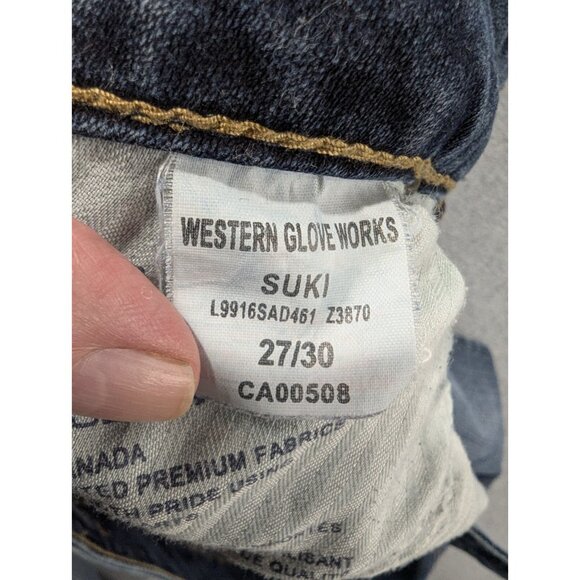 Silver Jeans Womens Size 27 blue Suki Bootcut Thick Stitch Faded Whiskers Boho - Picture 14 of 14